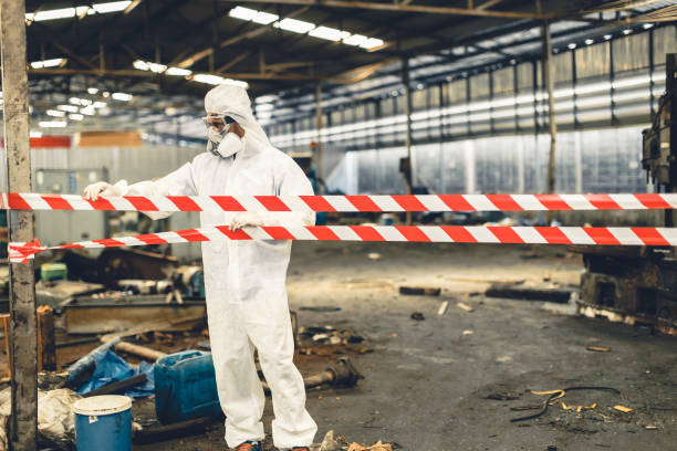 Professional Biohazard Cleanup technician working in Crosby, TX